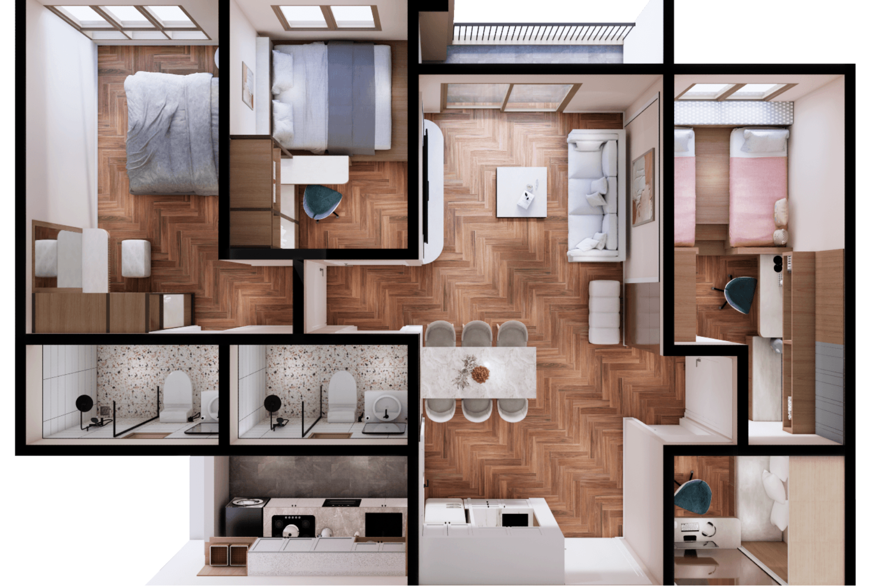 Aria Type A2 room layout render