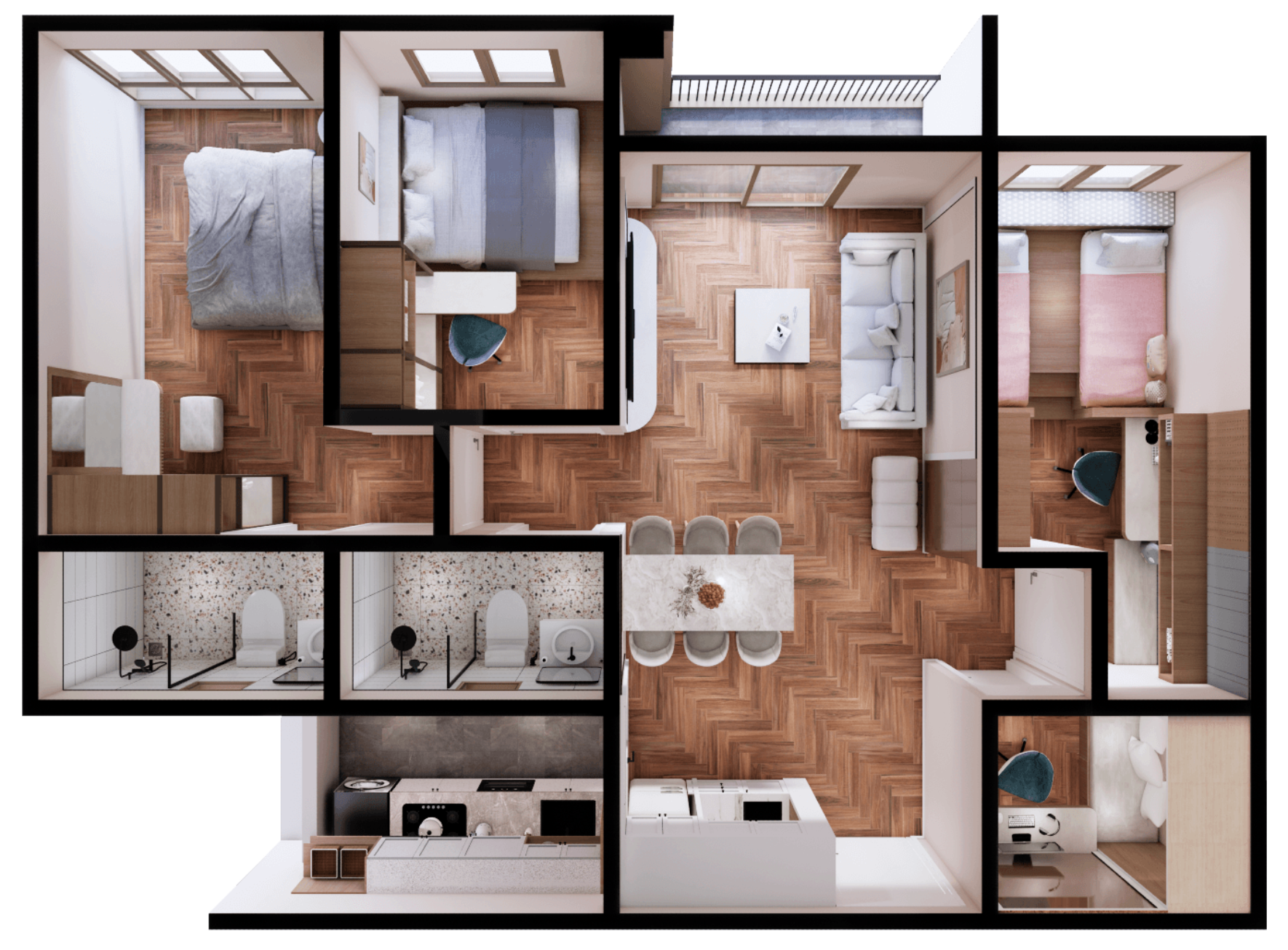 Aria Type A room layout render