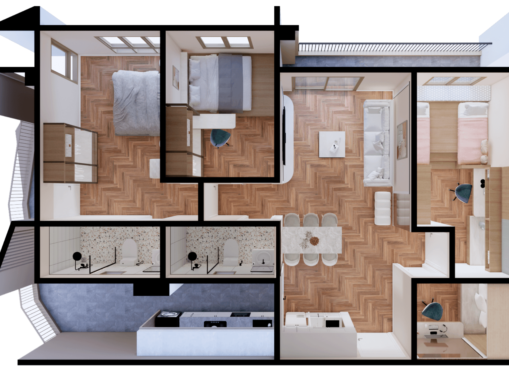 Aria Type B room layout render