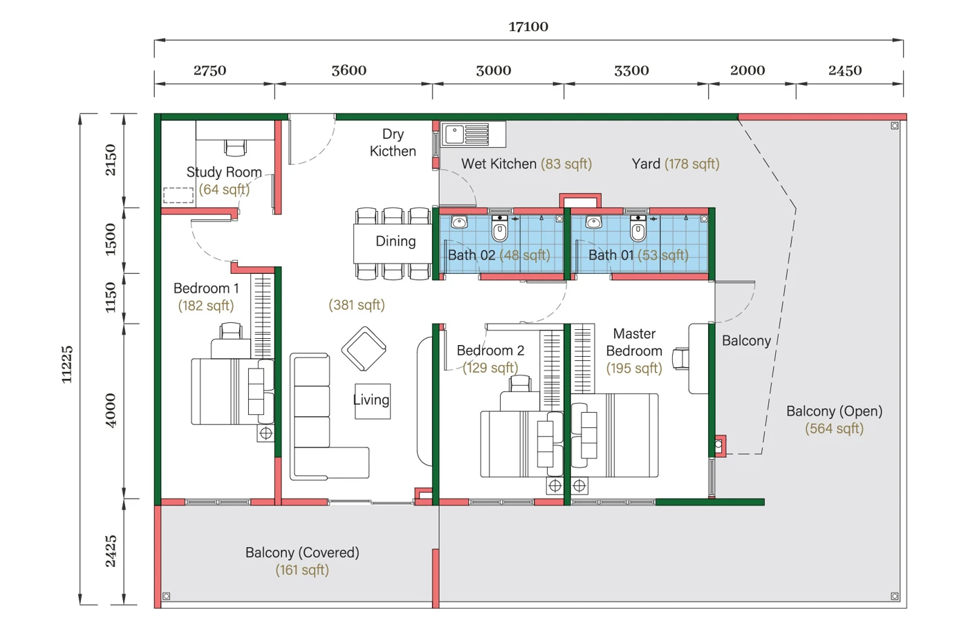 Aria Type B3 floor plan
