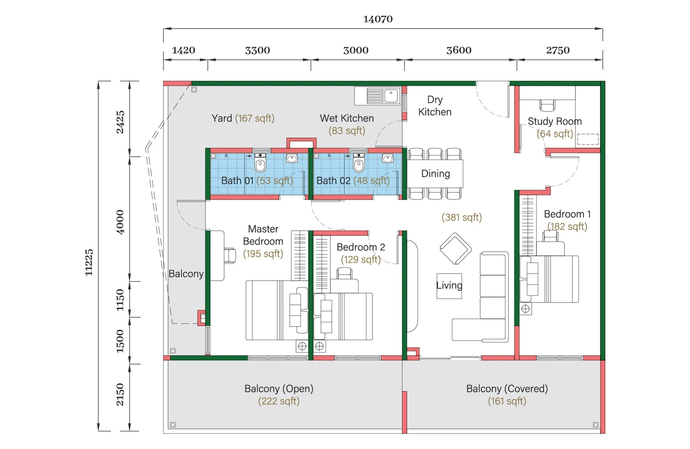 Aria Type B4 floor plan