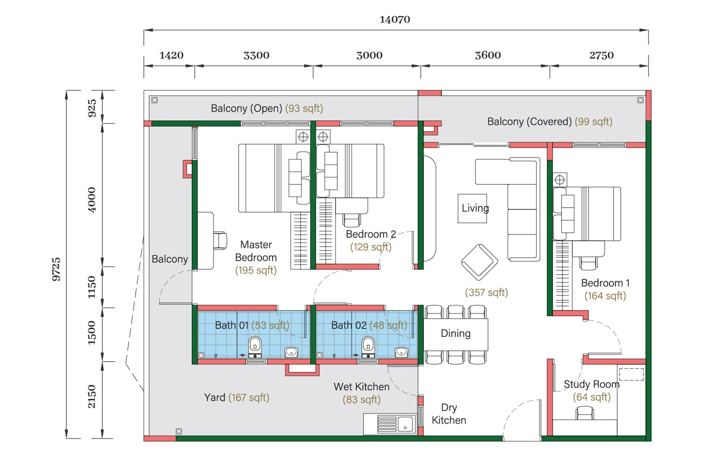 Aria Type B5 floor plan