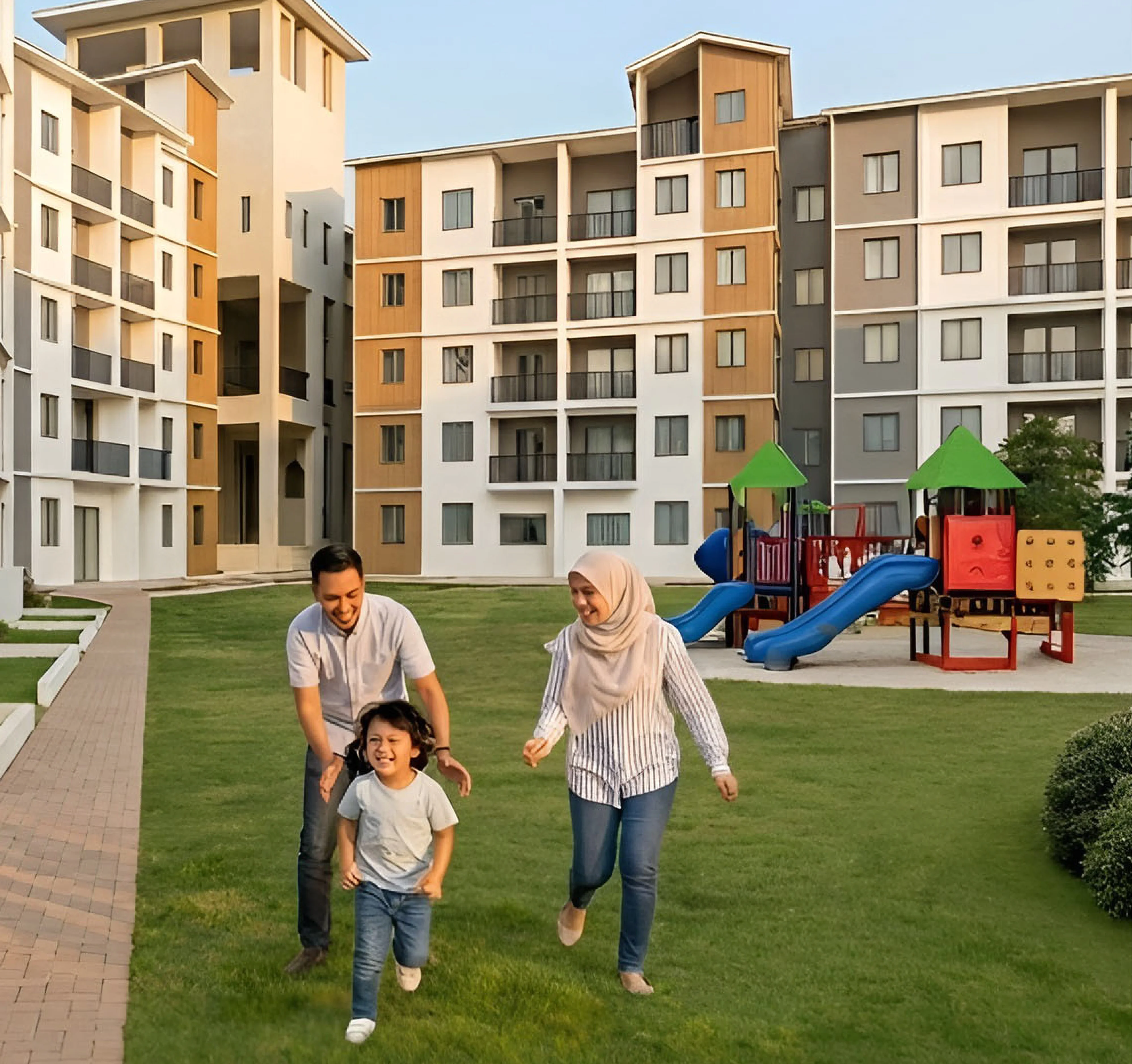Family enjoying open space at Serai Perdana