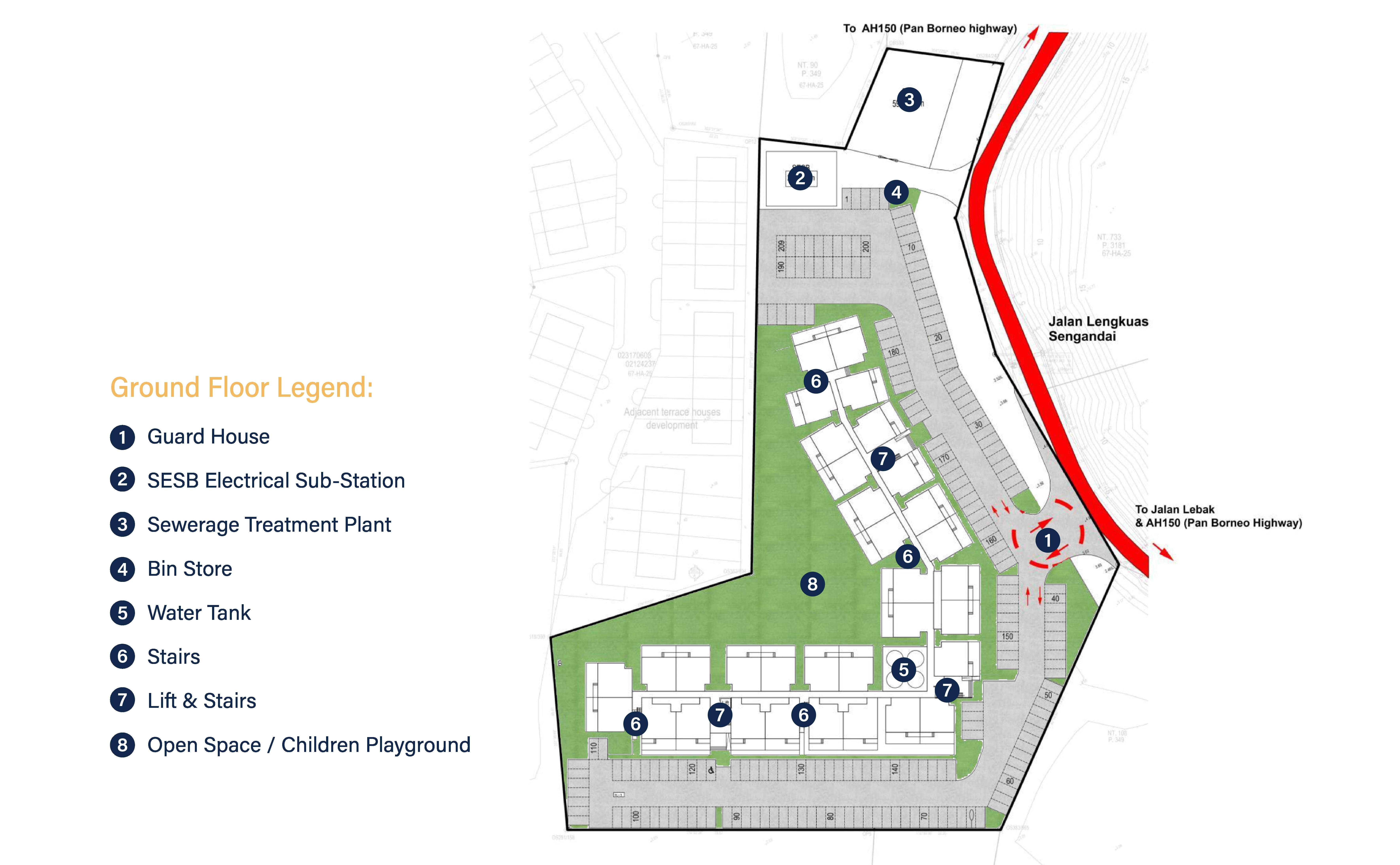 Serai Perdana site masterplan and ground floor legend