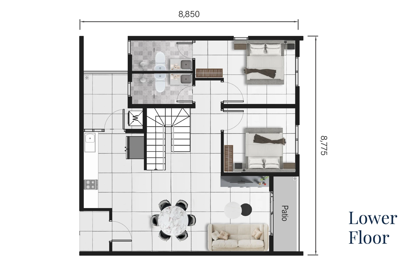 Serai Perdana Type C lower floor plan